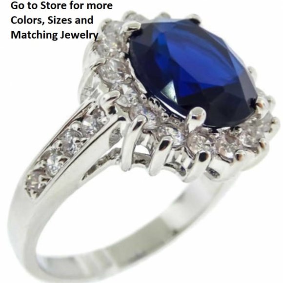 Oval Sapphire Ring Jewelry - NWT ring white gold plate blue cz